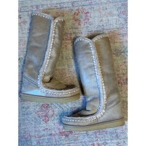 Mou Eskimo 40 Metallic-Finish Contrast Stitched Boots Tall 7